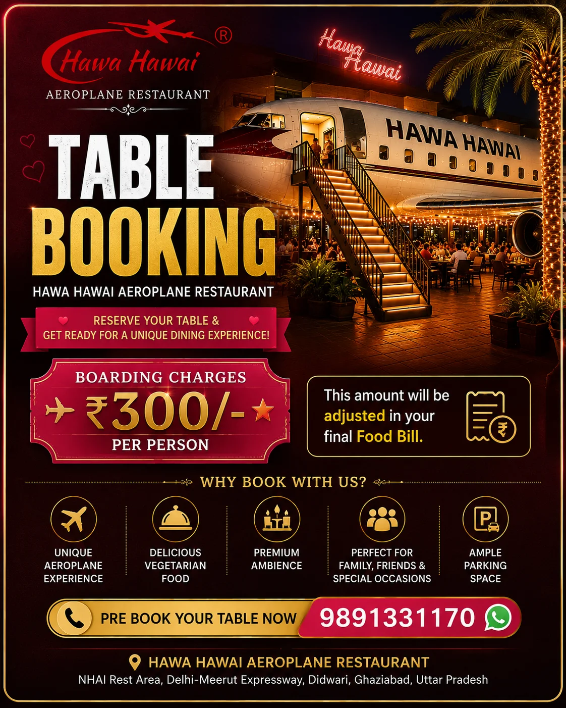 Aeroplane Table Booking Ghaziabad